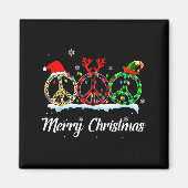 Aimant Hipe Peace Sign Santa Hat Reindeer Merry Christmas (Devant)