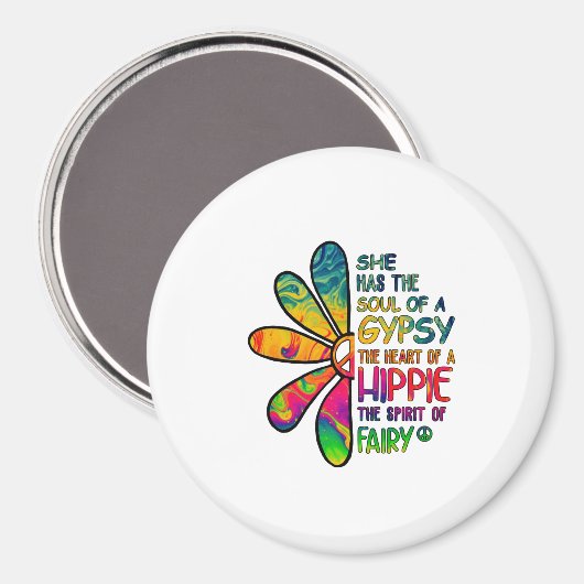 Aimant Hippie blanc (Recto/Verso)