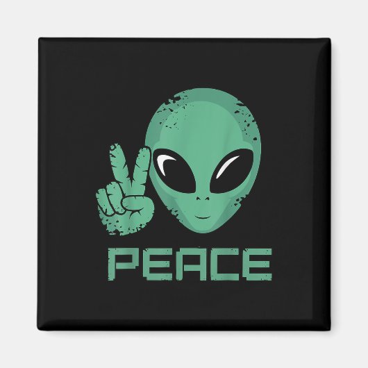 Aimant Hippie de la paix Alien Ufo (Devant)
