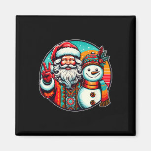 Aimant Hippie Père Noël Retro Snowman Bohemian Noël