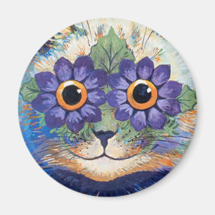 Aimant hippie vintage de chat de flower power