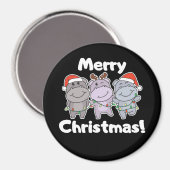Aimant Hippo Animaux de Noël mignons Hippopotames Joyeux  (Recto/Verso)