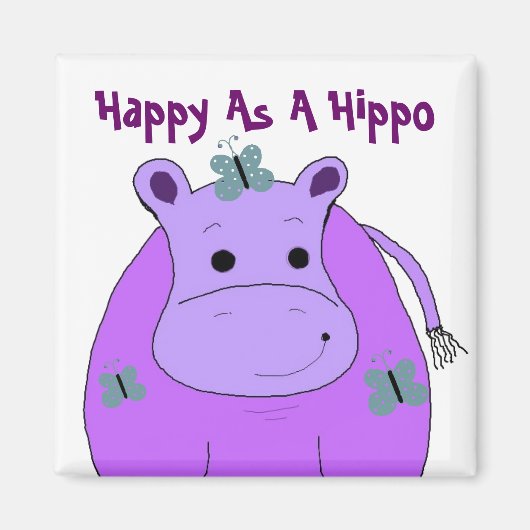 Aimant Hippo aux papillons (Devant)