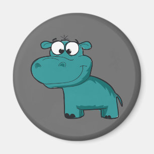 Aimant Hippo heureux bleu
