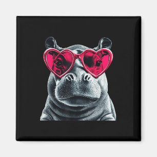 Aimant Hippo portant des lunettes Coeur Valentines Jour H