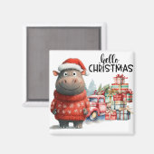Aimant Hippo Thème de Noël pour Amoureux des animaux (Recto/Verso)