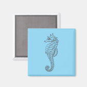 Aimant hippocampe graphique en bleu clair (Recto/Verso)