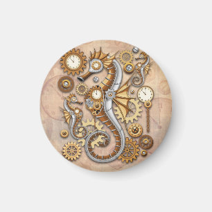 Aimant Hippocampe Steampunk Art Suréaliste Vintage