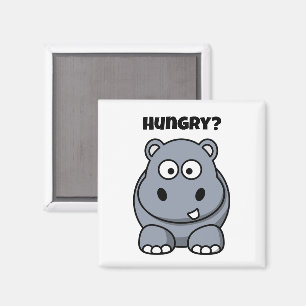 Aimant Hippopotame Affamé Dessin Animé Enfants Hippopotam