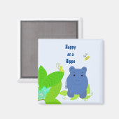 Aimant Hippopotame Bleu Petit Heureux (Recto/Verso)