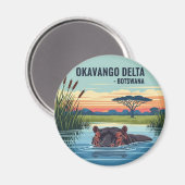 Aimant Hippopotame dans le delta de l'Okavango Botswana (Recto/Verso)