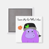 Aimant Hippopotame de dessin animé avec citation (Recto/Verso)