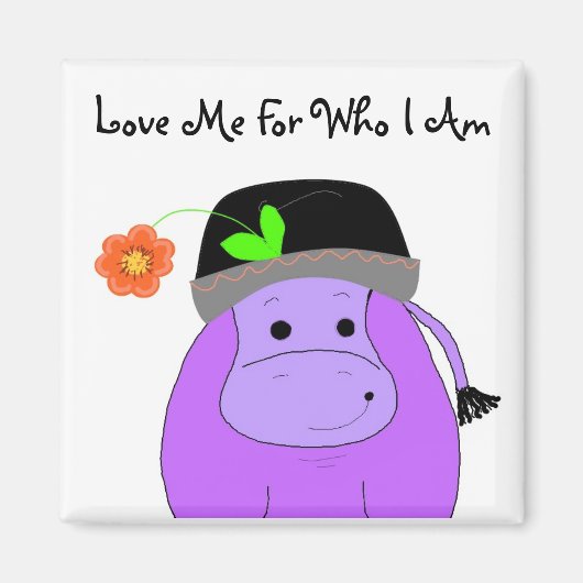 Aimant Hippopotame de dessin animé avec citation (Devant)