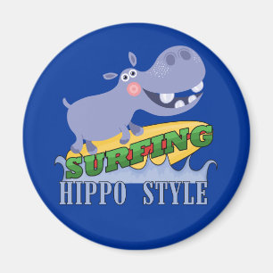 Aimant Hippopotame de surfer