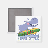 Aimant Hippopotame de surfer (Recto/Verso)