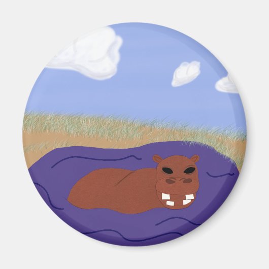 Aimant Hippopotame lunaire dans l'étang (Devant)