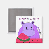 Aimant Hippopotame mangeant de la pastèque (Recto/Verso)