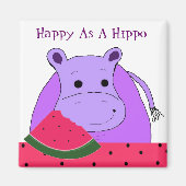 Aimant Hippopotame mangeant de la pastèque (Devant)