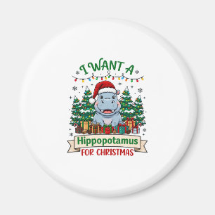 Aimant Hippopotame Noël Hippo Chapeau de Père Noël Arbres
