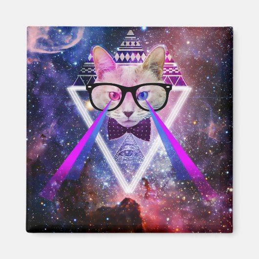 Aimant Hipster galaxy cat (Devant)