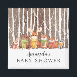 Aimant Hiver Bois Animaux Baby shower Favoriser l'aimant<br><div class="desc">De mignons animaux de bois d'hiver pour un baby shower neutre. Notre jolie scène forestière avec une bière,  cerf,  renard,  lapin,  raton laveur,  et orignal. Objets correspondants disponibles dans notre boutique.</div>
