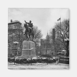 Aimant Hiver dans le blanc noir du carré 001 des