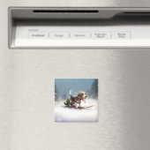 Aimant hiver de neige de Noël beagle (In Situ (Lave-vaisselle))