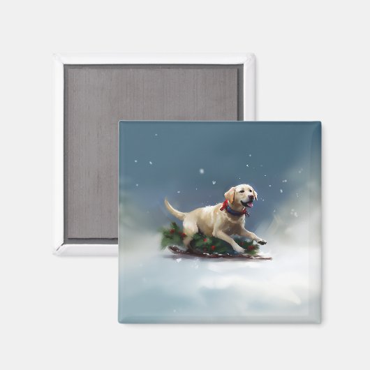 Aimant hiver de Noël du Labrador (Recto/Verso)