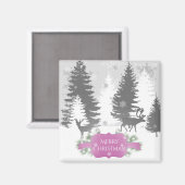 Aimant hiver Wonderland - Magenta (Recto/Verso)