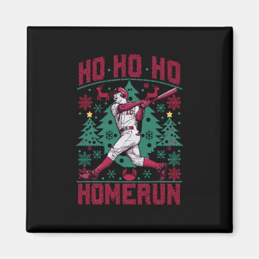 Aimant Ho Ho Homerun Baseball Laid Christmas Sweat (Devant)