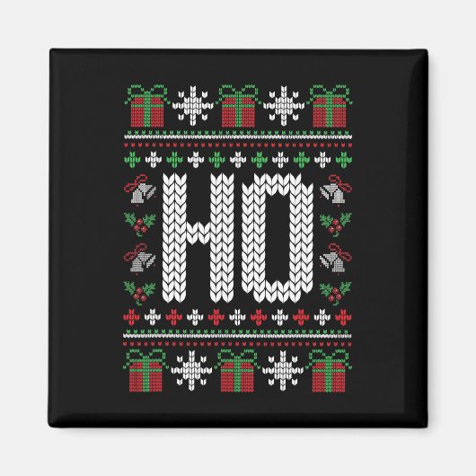 Aimant Ho Où Est Mon Ho Drôle de Pull de Noël Moche Chris (Devant)