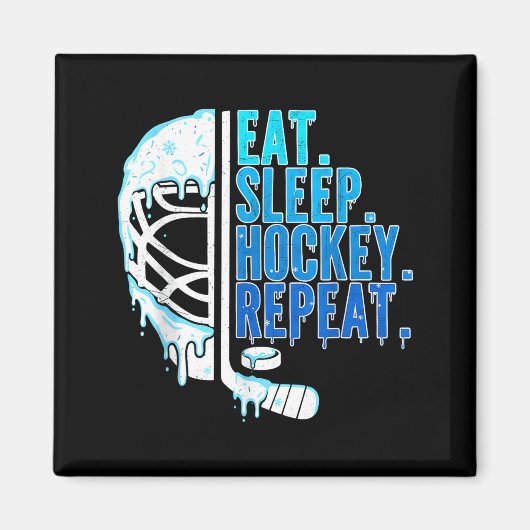 Aimant Hockey Ice Cream Drip Eat Sleep Hockey Repeat Boys (Devant)