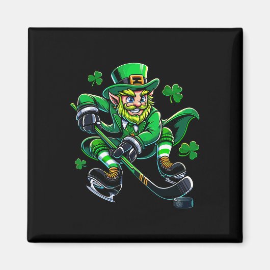 Aimant Hockey Saint-Patrick Leprechaun Trèfle (Devant)