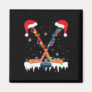 Aimant Hockey Santa Hat Noël Lumières Amusants Sport Boys