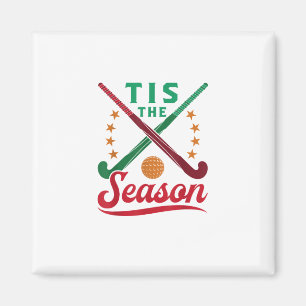 Aimant Hockey sur gazon Noël C'est la saison Joueur Fêtes