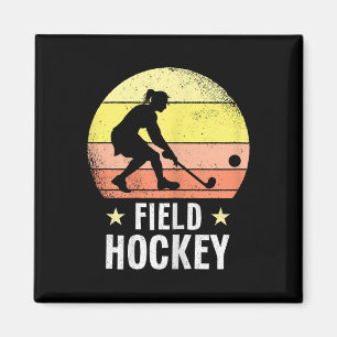 Aimant Hockey sur gazon silhouette rétro joueur de hockey