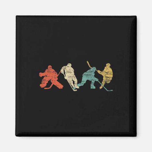 Aimant Hockey sur glace de style vintage (Devant)