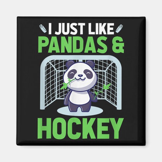 Aimant Hockey Sur Glace J'Aime Pandas &amp; Hockey (Devant)