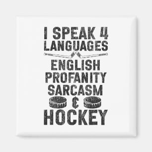 Aimant Hockey sur glace Vintage Je parle 4 langues anglai