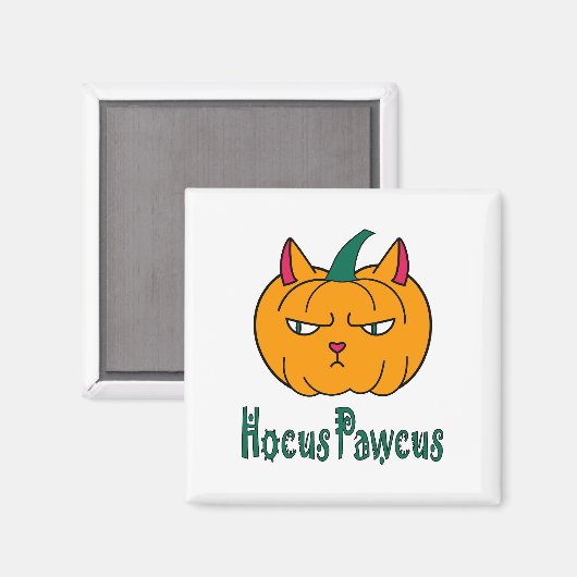 Aimant Hocus pawcus Halloween citrouille ginger cat magie (Recto/Verso)