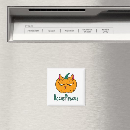 Aimant Hocus pawcus Halloween citrouille ginger cat magie (In Situ (Lave-vaisselle))