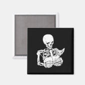 Aimant Holding Chat Funny Halloween Crâne Sphynx Chat (Recto/Verso)