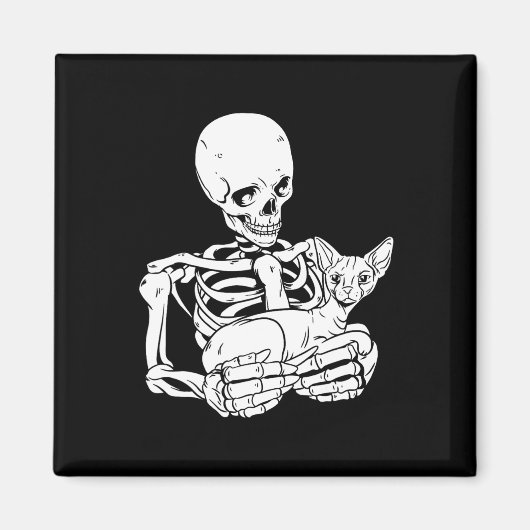 Aimant Holding Chat Funny Halloween Crâne Sphynx Chat (Devant)