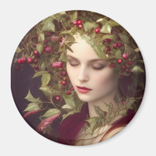 Aimant Holly Berries Belle femme Noël
