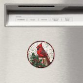 Aimant Holly Berries et Cardinal (In Situ (Lave-vaisselle))