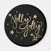 Aimant Holly Jolly AF | Shiny Gold Faux Foil Script (Devant)