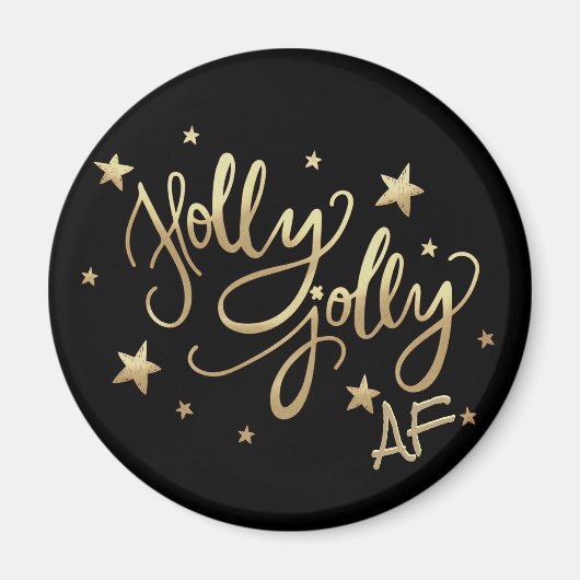 Aimant Holly Jolly AF | Shiny Gold Faux Foil Script (Devant)