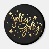 Aimant Holly Jolly | Élégant script de faux or (Devant)