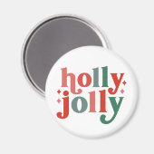 Aimant Holly Jolly - Typographie des Fêtes Rétro (Recto/Verso)