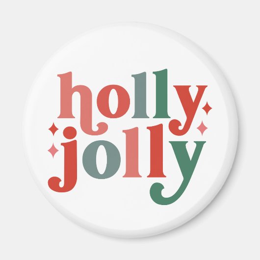 Aimant Holly Jolly - Typographie des Fêtes Rétro (Devant)